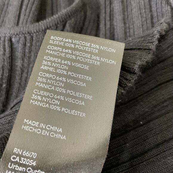 By Anthropologie sweater Top ribbed Sheer sleeves Square Neck women’s XL Black - Picture 10 of 12